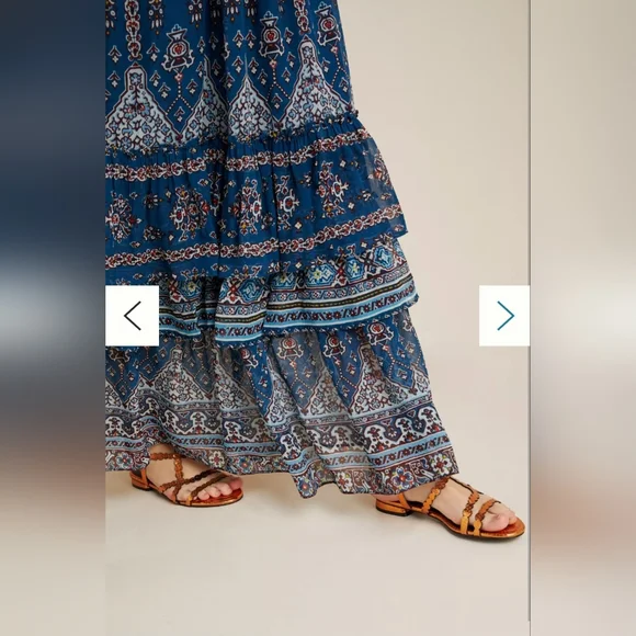 Anthropologie Sasha Ruffled Blue Maxi Dress SZ S - Picture 4 of 7
